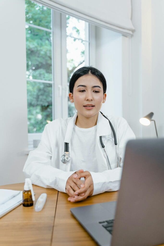 Friendly medical professional supporting private care for treating vaginal dryness